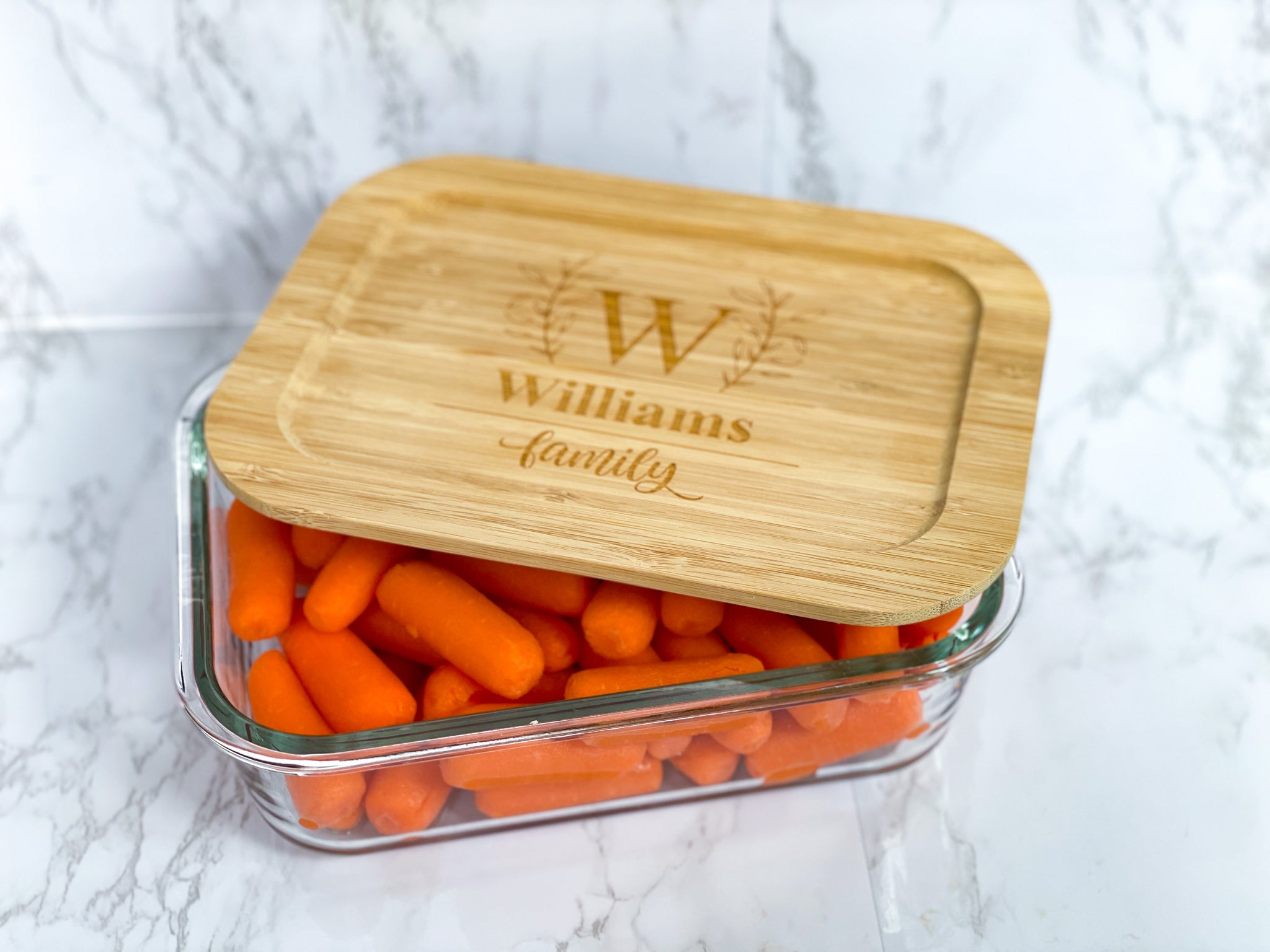 Personalized Glass Food Storage Containers with Bamboo Lids for Housew –  Jazzy Jade Designs