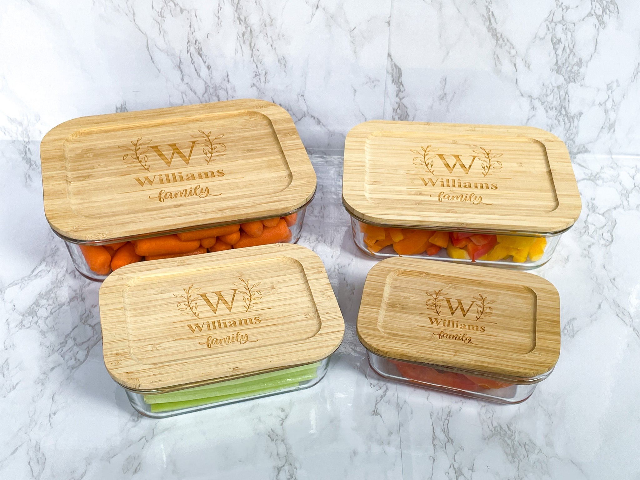 Glass Food Container, Lunch Box With Bamboo Lid, Glass Storage