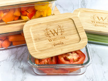Load image into Gallery viewer, Personalized Glass Food Storage Containers with Bamboo Lids
