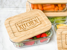 Load image into Gallery viewer, Personalized Kitchen Glass Food Storage Containers with Bamboo Lids
