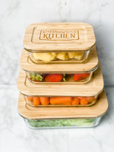 Load image into Gallery viewer, Personalized Kitchen Glass Food Storage Containers with Bamboo Lids
