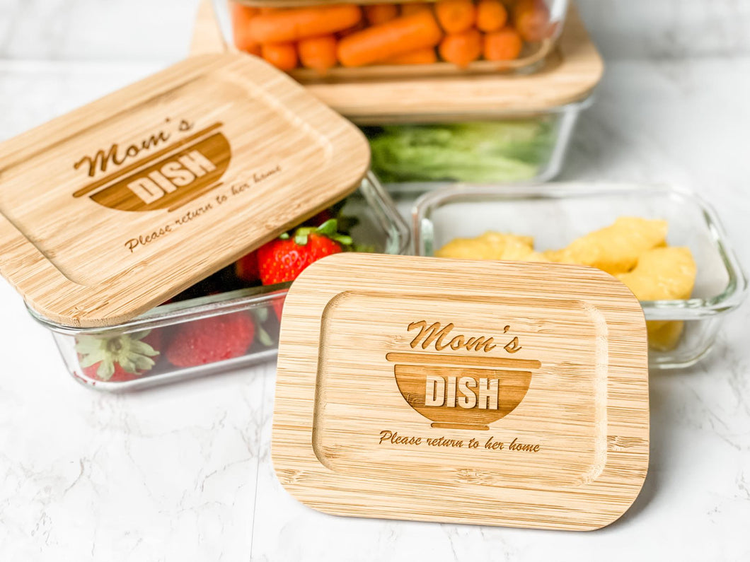 Personalized Glass Food Storage Containers with Bamboo Lids - Mom's Dish Design